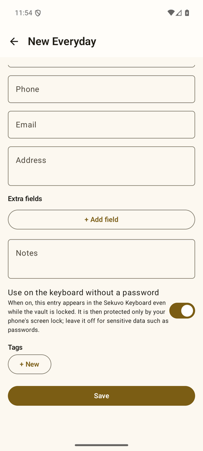 Editing an entry. The quick-access switch sits at the bottom with its cost spelled out beside it.